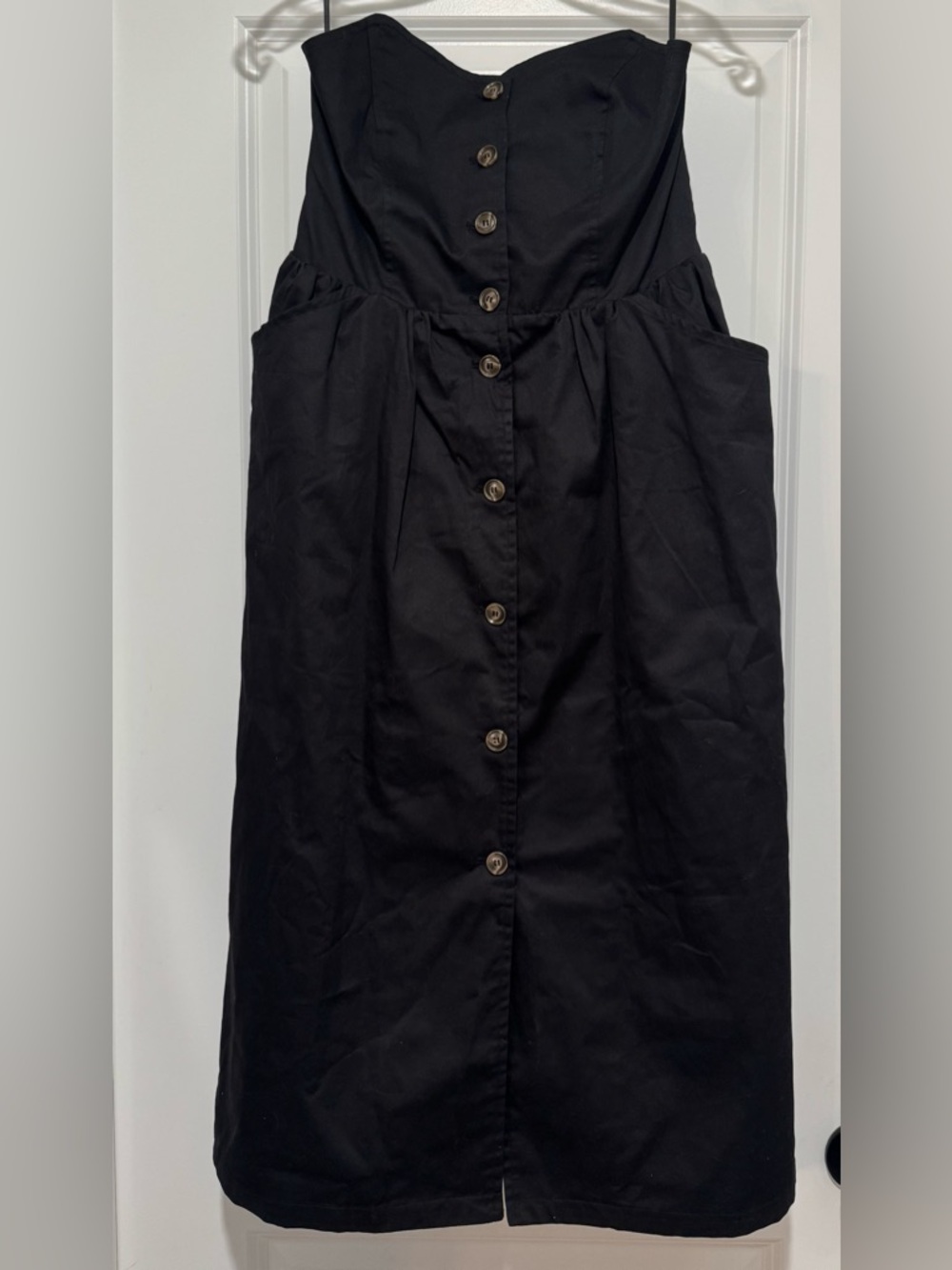 NWT Molly Bracken 100% Cotton Black Button-Front  Strapless Midi Sundress Size S